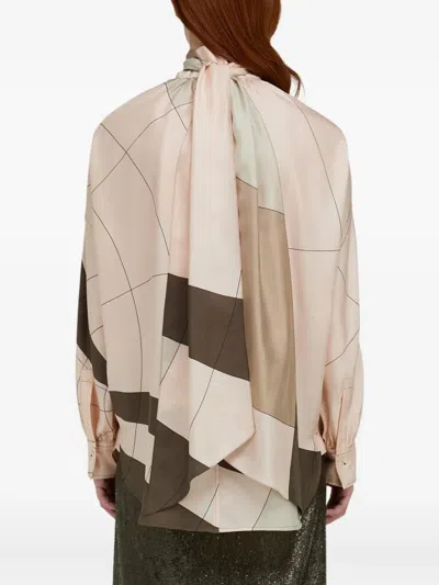 系带细节真丝衬衫