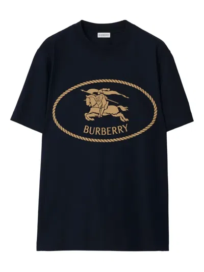 Burberry Knight Stamp Cotton T-shirt In Black