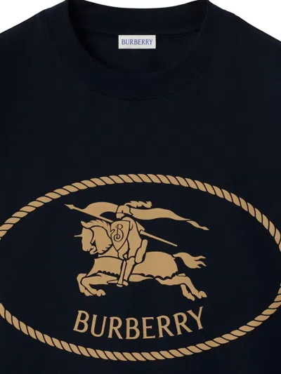 Burberry Knight Stamp Cotton T-shirt In Black