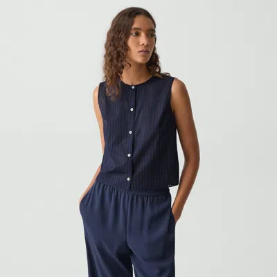 Theory Sleeveless Button Down Shell Nocturne Navy