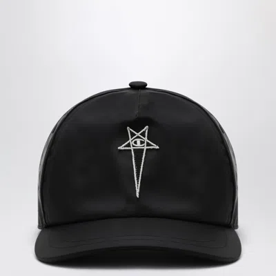 Champion X Rick Owens Black Baseball Cap In Nylon