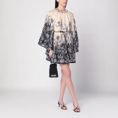 Zimmermann Womens Rhiannon Lantern Silk Mini Dress Cream Black Floral