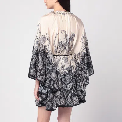 Zimmermann Womens Rhiannon Lantern Silk Mini Dress Cream Black Floral