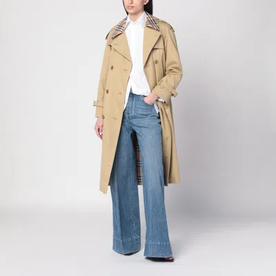 Burberry Castleford Double-breasted Trench With Check Collar