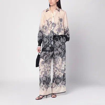 Zimmermann White Floral And Paisley Print Shirt With Contrasting Trim In Multi