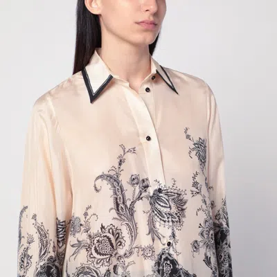 Zimmermann White Floral And Paisley Print Shirt With Contrasting Trim In Multi