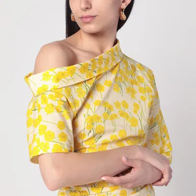 Bernadette Bowery One-shoulder Floral-print Stretch-cotton Midi Dress