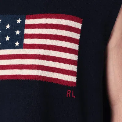 Polo Ralph Lauren Oversized Flag Motif Sleeveless Vest In Blue
