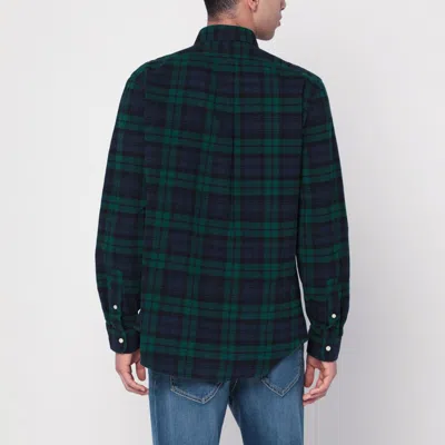 Polo Ralph Lauren Button-down Collar Logo-embroidered Checked Brushed-cotton Oxford Shirt In Green