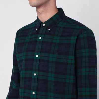 Polo Ralph Lauren Button-down Collar Logo-embroidered Checked Brushed-cotton Oxford Shirt In Green