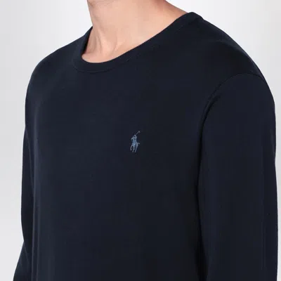 Polo Ralph Lauren Navy Blue Sweater In Cotton And Cashmere In Blue