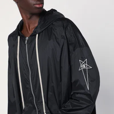 Champion X Rick Owens Lightweight Black Zip Jacket In Nylon