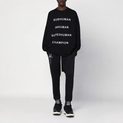 Champion X Rick Owens Oversized Black Sweatshirt With Graphic Design