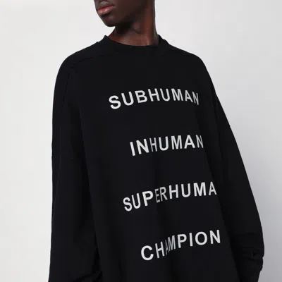 Champion X Rick Owens Oversized Black Sweatshirt With Graphic Design