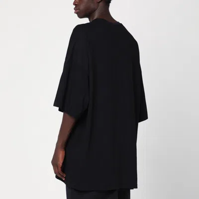 Champion X Rick Owens Oversized Black T-shirt With Contrasting Bold Text