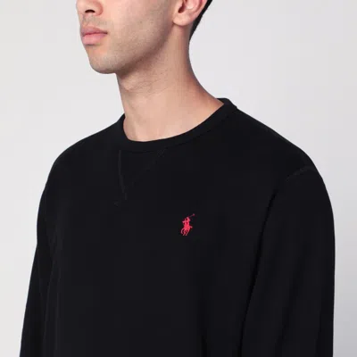 Polo Ralph Lauren Black Crewneck Sweatshirt With Pony Embroidery In Cotton Blend Man