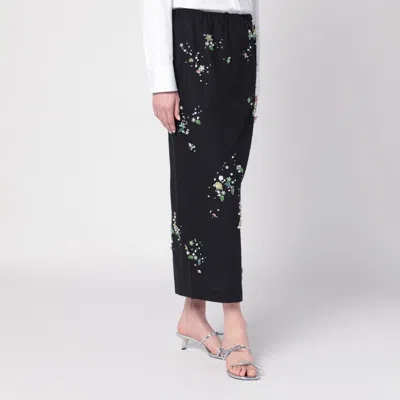 Bernadette Black Miriam Embroidered Skirt In Linen Blend Women
