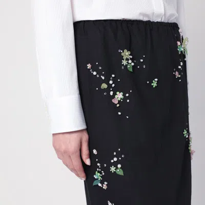 Bernadette Black Miriam Embroidered Skirt In Linen Blend Women