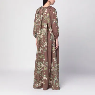 Bernadette Georgio Draped Floral-print Linen Maxi Dress