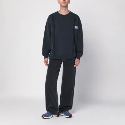 Mm6 Maison Margiela Black Sweatshirt With Numeric Logo In Cotton