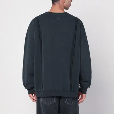 Mm6 Maison Margiela Black Sweatshirt With Numeric Logo In Cotton