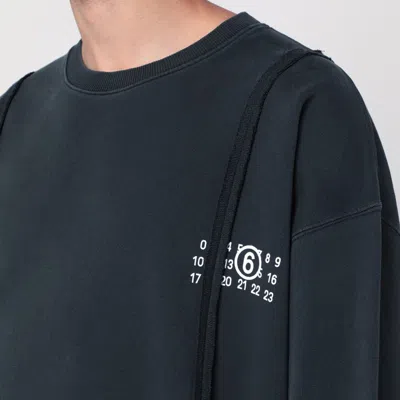 Mm6 Maison Margiela Black Sweatshirt With Numeric Logo In Cotton
