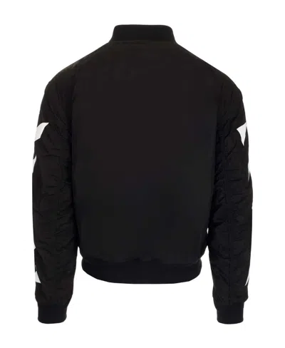 Off-white Diagonal-stripe Bomber Jacket In Black