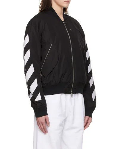 Off-white Diagonal-stripe Bomber Jacket In Black