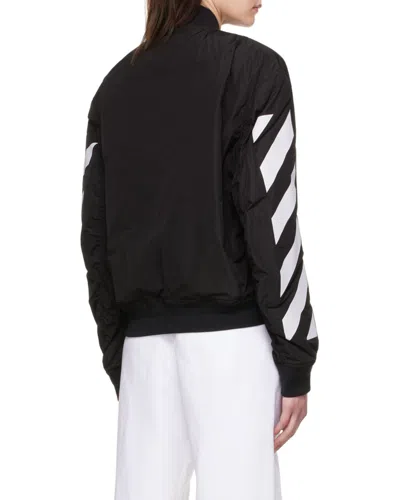 Off-white Diagonal-stripe Bomber Jacket In Black