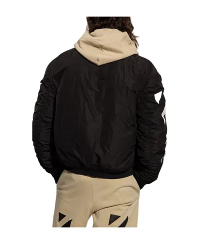 Off-white Diagonal-stripe Bomber Jacket In Black