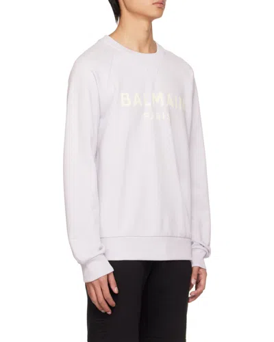 Balmain Cotton Printed  Logo Sweatshirt In White
