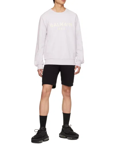 Balmain Cotton Printed  Logo Sweatshirt In White