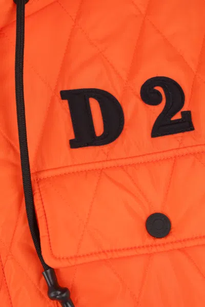 Dsquared2 Logo-patch Quilted Jacket In Orange