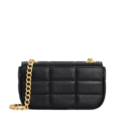Celine Mini Shoulder Chain Matelasse Monochrome  In Quilted Calfskin In Black