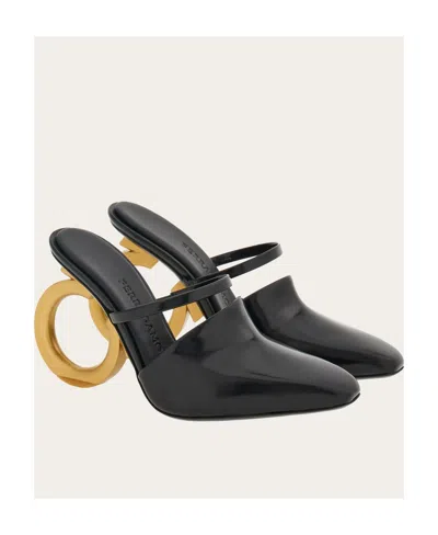 Ferragamo Elina Gancini Mule Heels In Black