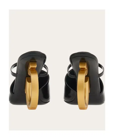 Ferragamo Elina Gancini Mule Heels In Black