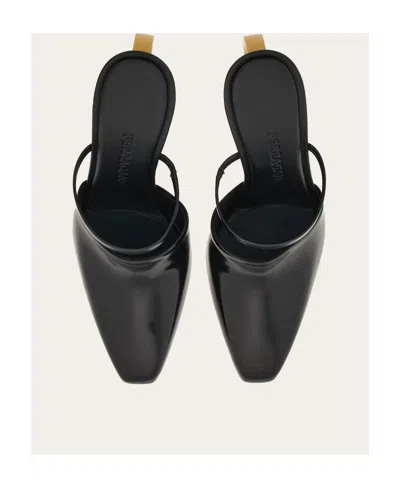 Ferragamo Elina Gancini Mule Heels In Black