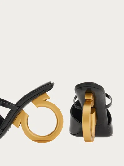 Ferragamo Elina Gancini Mule Heels In Black