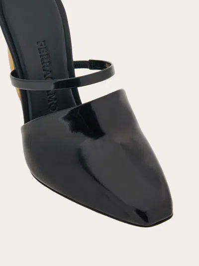 Ferragamo Elina Gancini Mule Heels In Black