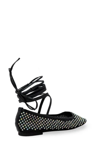 Chase & Chloe Chase And Chloe Rhinestone Mesh Ankle Tie Flats