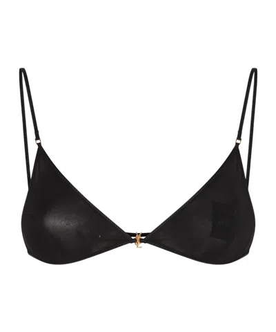 Saint Laurent Black Stretch Viscose Triangle Bra