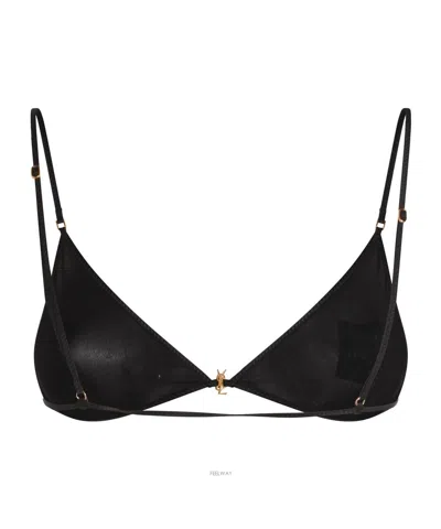 Saint Laurent Black Stretch Viscose Triangle Bra