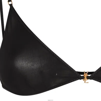 Saint Laurent Black Stretch Viscose Triangle Bra