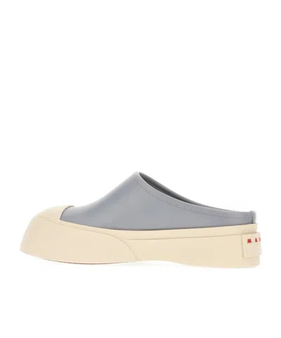 Marni Blue Leather Pablo Sabot Slippers In 00n34 Dolphin