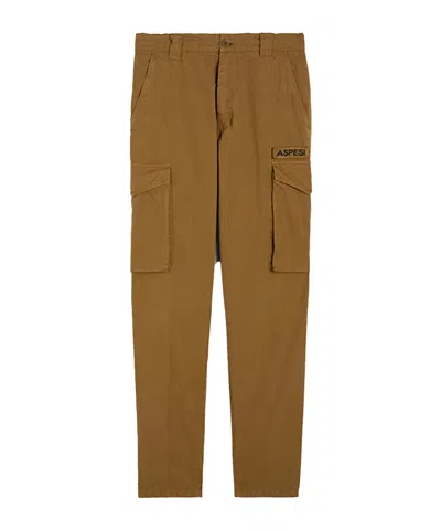 Aspesi Cotton Canvas Cargo Trousers In Brown
