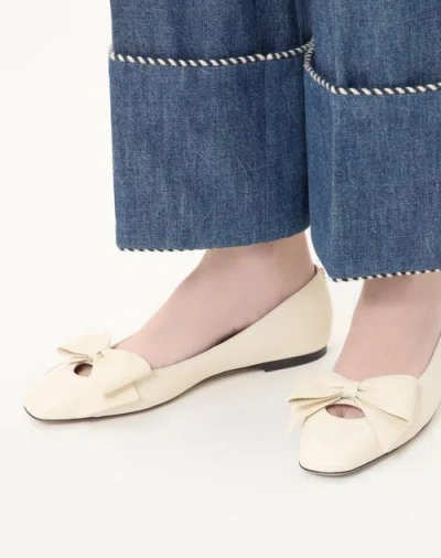 Valentino Leather Ballerinas Featuring Bow Detail