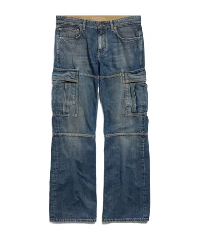 Balenciaga Blue Cargo Regular Jeans With A Faded Effect In Blue