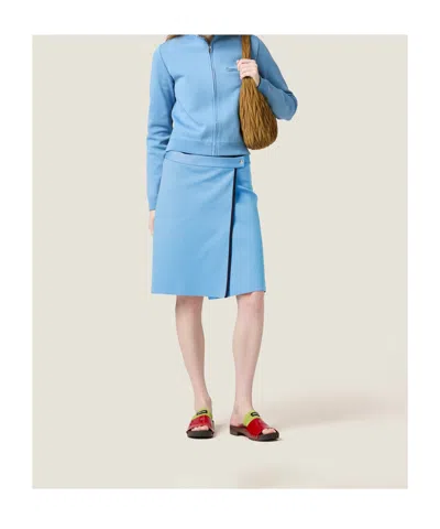 Miu Miu Light Blue Skirt In Technical Yarn Women