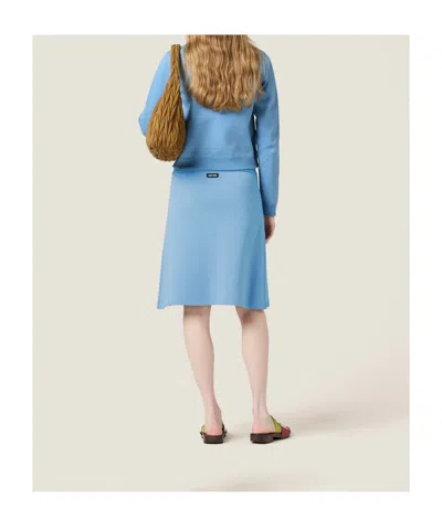 Miu Miu Light Blue Skirt In Technical Yarn Women