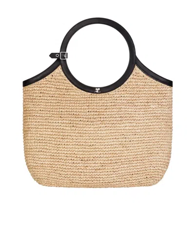 Courrèges Raphia Tote Bag With Circular Top Handles